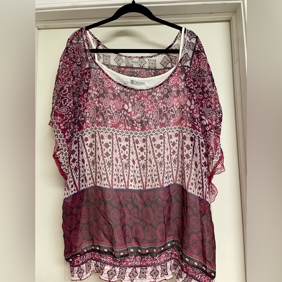 Maurice’s blouse w/tank, size 2, color: red and cream~ NWOT - Picture 1 of 6
